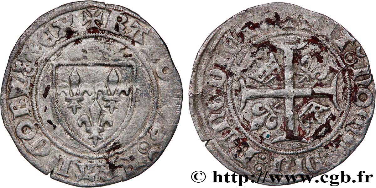 CHARLES VI LE FOU OU LE BIEN AIMÉ Blanc dit  guénar  n.d. Dijon TB+