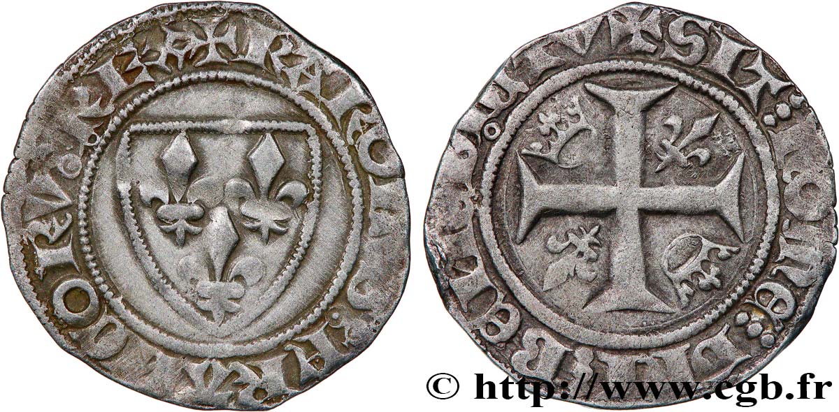 CHARLES VI LE FOU OU LE BIEN AIMÉ Blanc dit &nbsp;guénar&nbsp; n.d. Tournai TB+