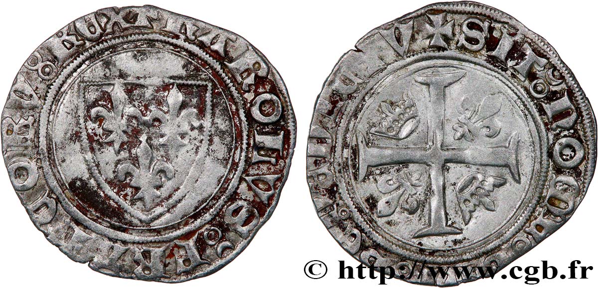 CHARLES VI LE FOU OU LE BIEN AIMÉ Blanc dit  guénar  n.d. Dijon TTB