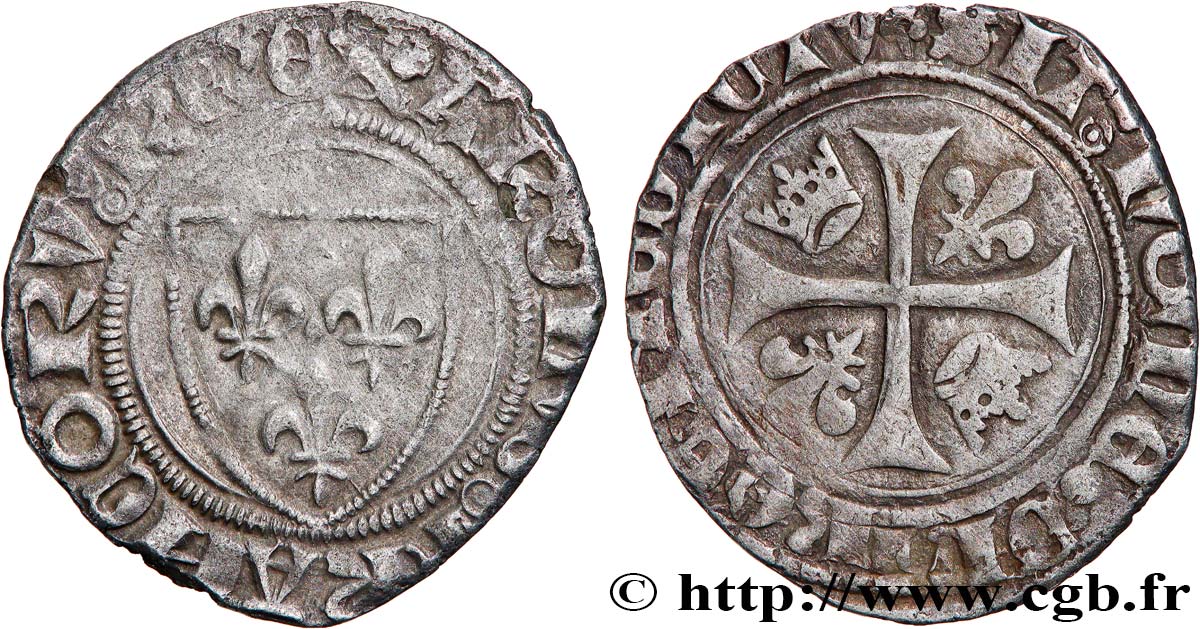 CHARLES VI  THE MAD  OR  THE WELL-BELOVED  Blanc dit  guénar  n.d. Lyon VF