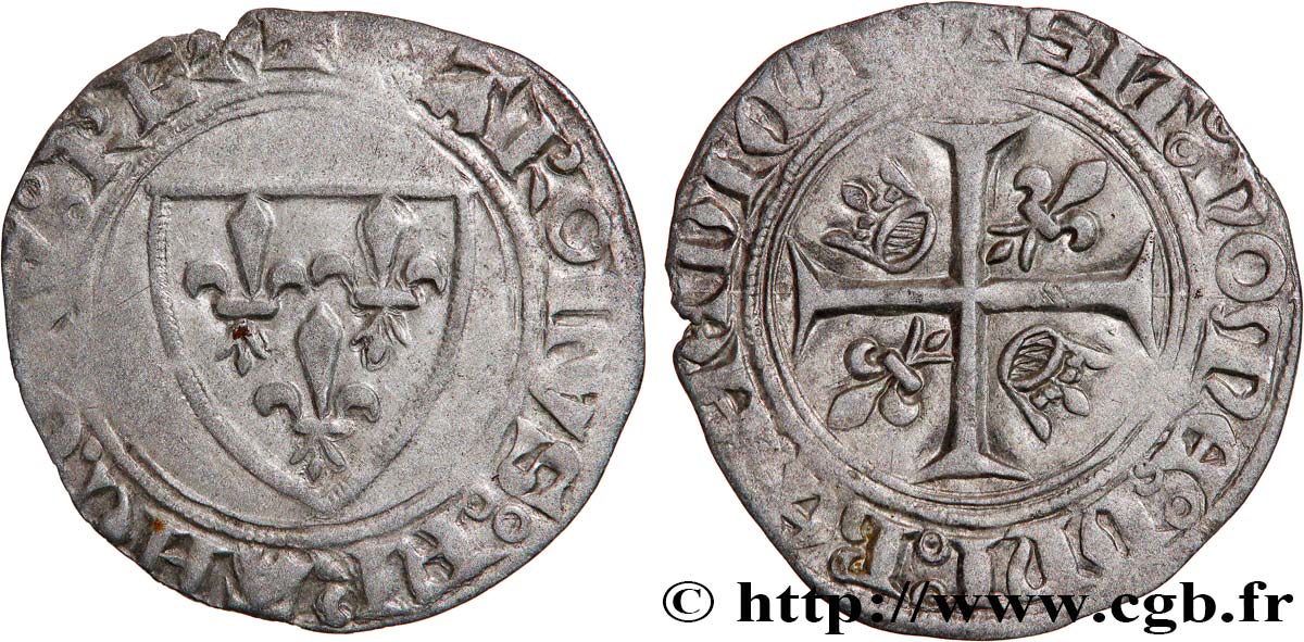 CHARLES VI LE FOU OU LE BIEN AIMÉ Blanc dit &nbsp;guénar&nbsp; n.d. Mâcon TTB