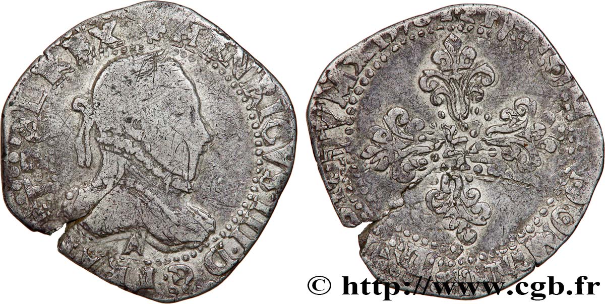 HENRY III Demi-franc au col gaufré 1578 Paris VF