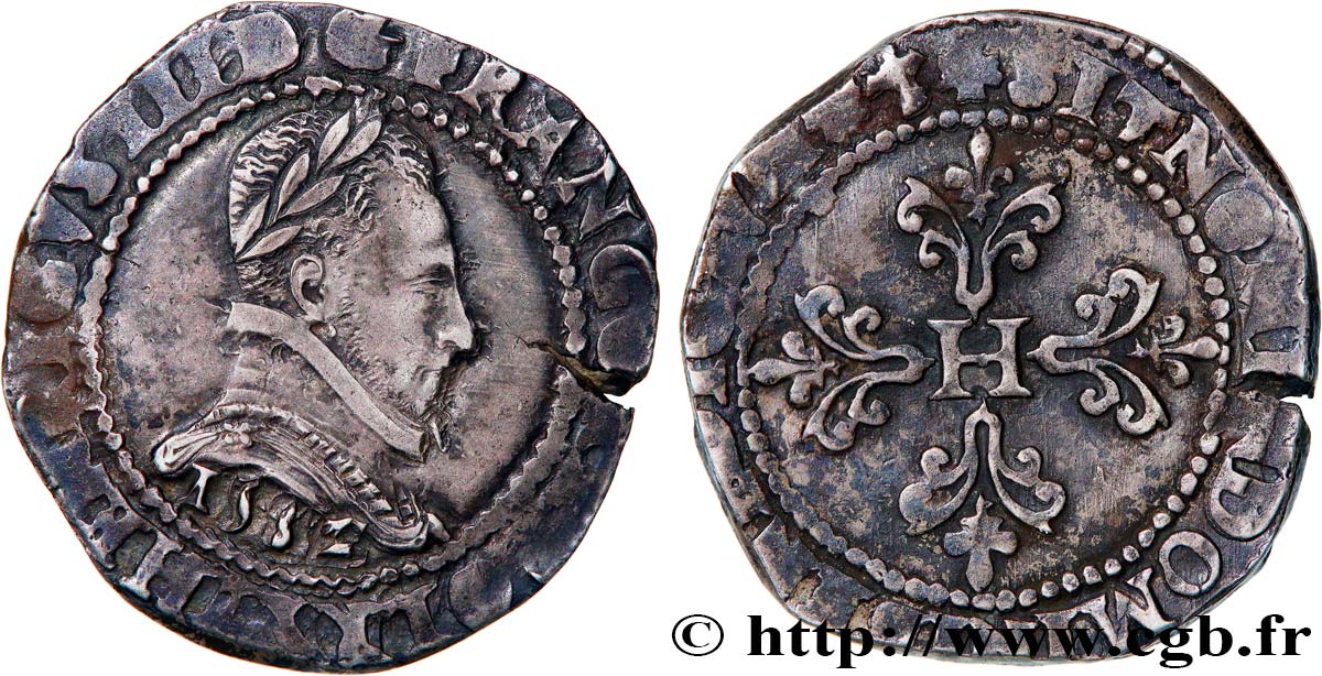 HENRY III Franc au col plat 1582 Bayonne BB