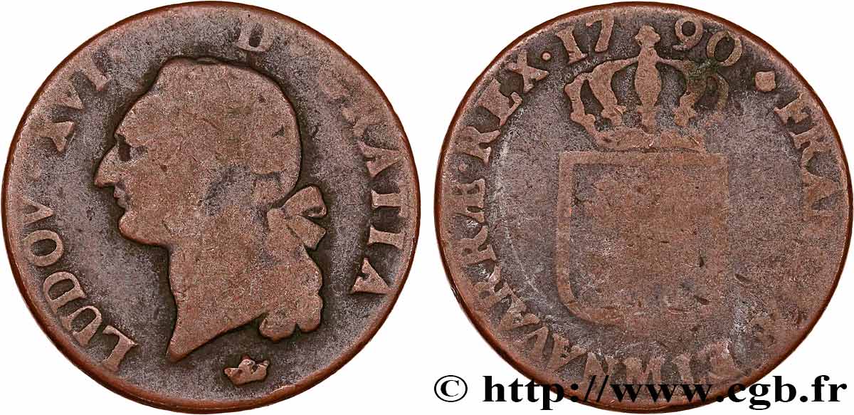 LOUIS XVI Sol dit &nbsp;à l&nbsp;écu&nbsp; 1790 Toulouse TB