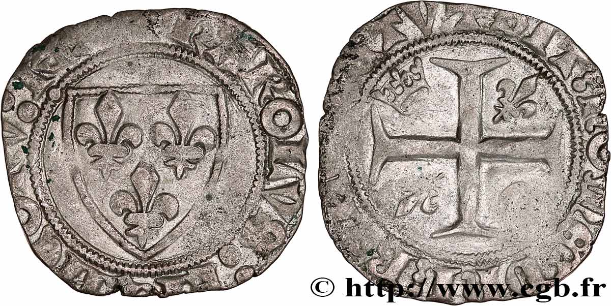 CHARLES VI LE FOU OU LE BIEN AIMÉ Blanc dit  guénar  n.d. Tournai TB+