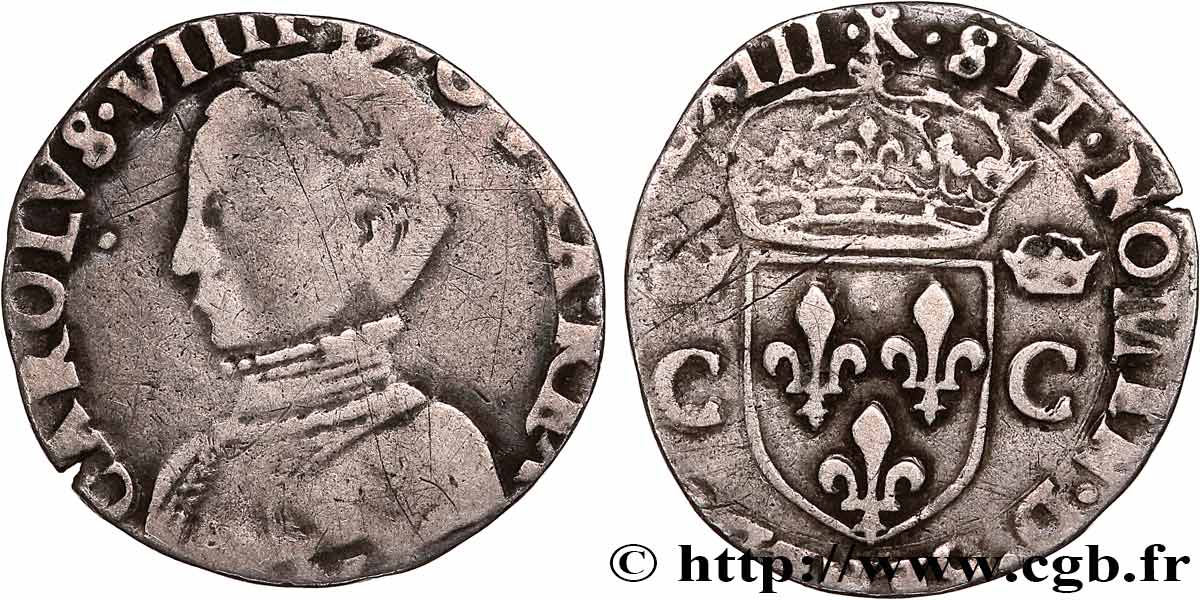 CHARLES IX Demi-teston, 2e type 1563 Toulouse TB+