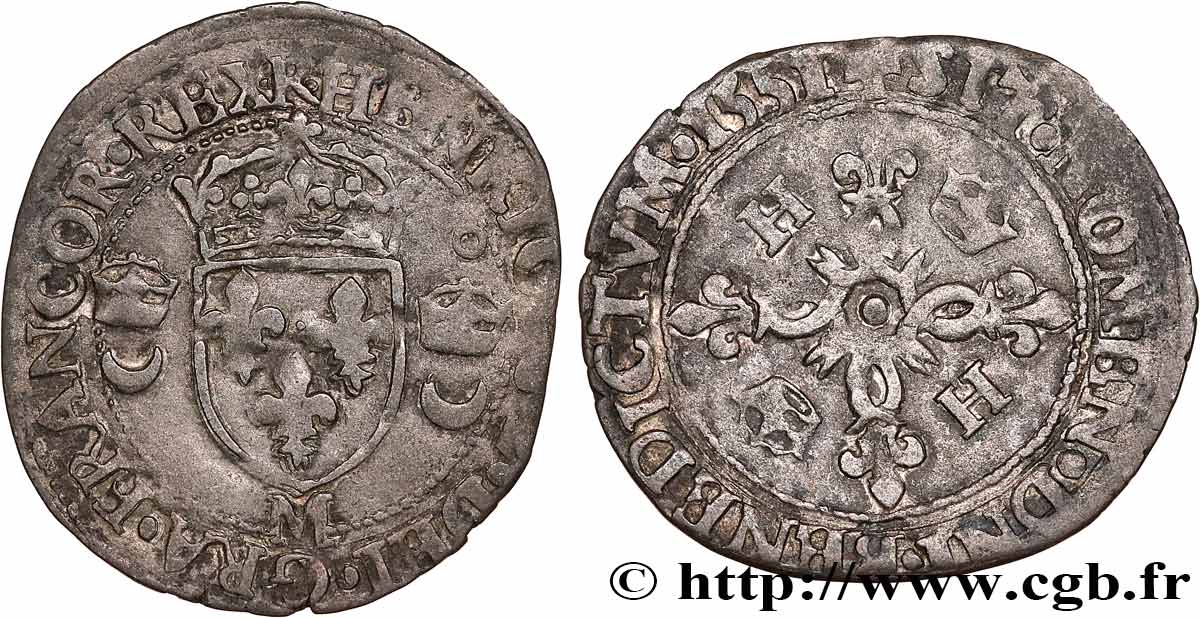 HENRI II Douzain aux croissants 1551 Toulouse TB+