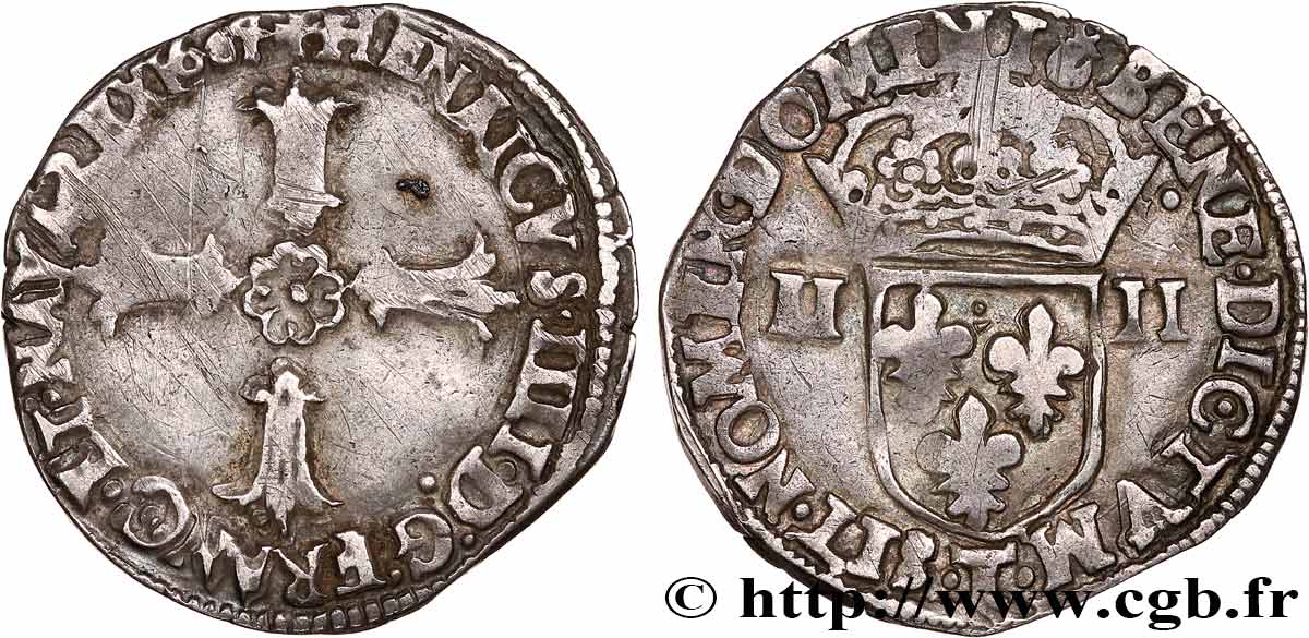 HENRY IV Quart d écu, croix feuillue de face 1604 Nantes fSS