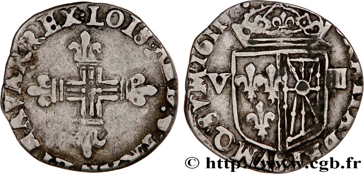 LOUIS XIII  Huitième d écu de Navarre 1611 Saint-Palais VF/XF