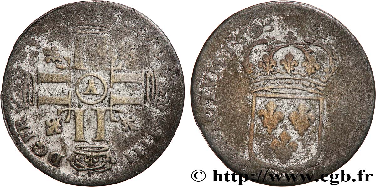 LOUIS XIV LE GRAND OU LE ROI SOLEIL Quinzain aux huit L 1695 Paris TB