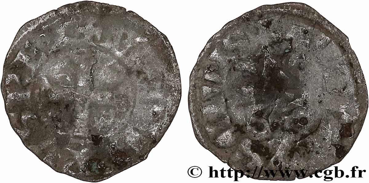 PHILIPPE III LE HARDI ET PHILIPPE IV LE BEL - MONNAYAGE COMMUN (à partir de 1280) Obole tournois à l O rond n.d. s.l. B+