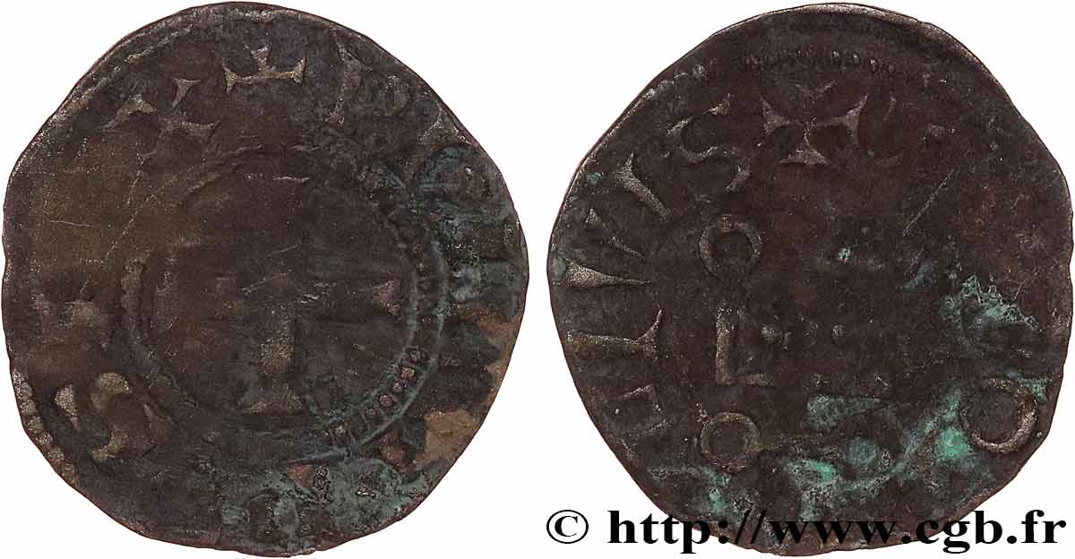 PHILIPPE III LE HARDI ET PHILIPPE IV LE BEL - MONNAYAGE COMMUN (à partir de 1280) Obole tournois à l&nbsp;O rond n.d. s.l. TB+