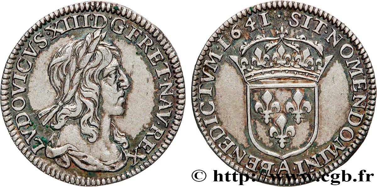 LOUIS XIII  Douzième d écu, buste drapé (1er buste de Jean Warin) 1641 Paris, Monnaie du Louvre EBC