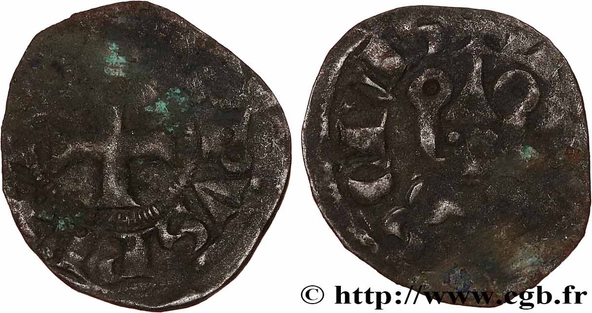 PHILIP III &nbsp;THE BOLD&nbsp; AND PHILIP IV &nbsp;THE FAIR&nbsp; Obole tournois à l&nbsp;O rond n.d. s.l. VF