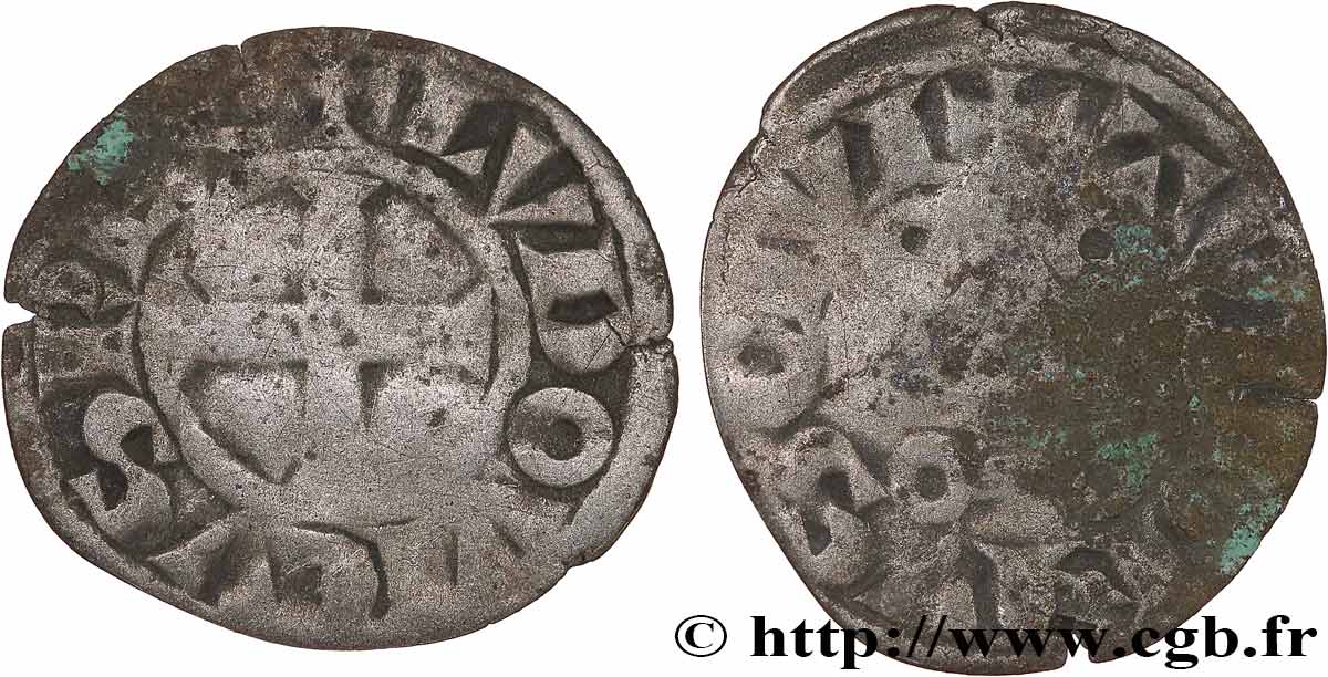 LOUIS VIII LE LION ET PREMIÈRE PARTIE DU RÈGNE DE LOUIS IX Denier tournois c.1223-1245  TB