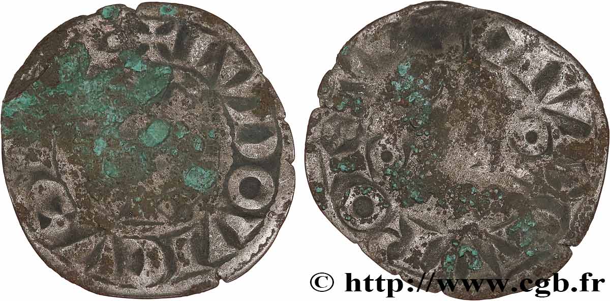 LOUIS VIII LE LION ET PREMIÈRE PARTIE DU RÈGNE DE LOUIS IX Denier tournois c.1223-1245  TB