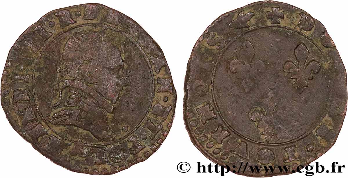 LIGUE. COINAGE AT THE NAME OF HENRY III Double tournois n.d. Paris MB