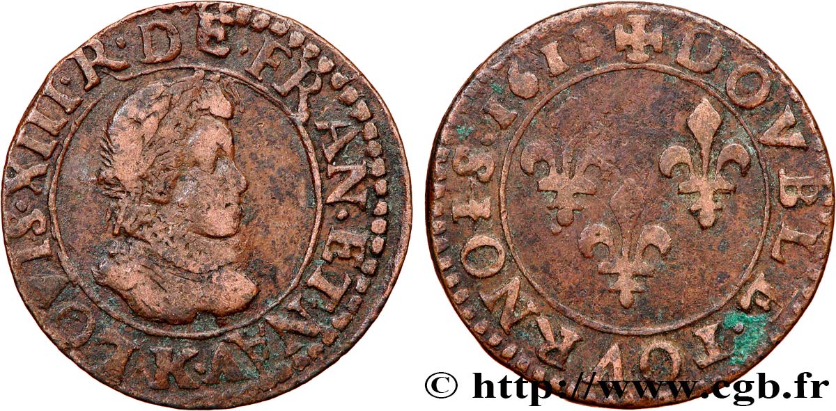 LOUIS XIII  Double tournois 1611 Bordeaux VF
