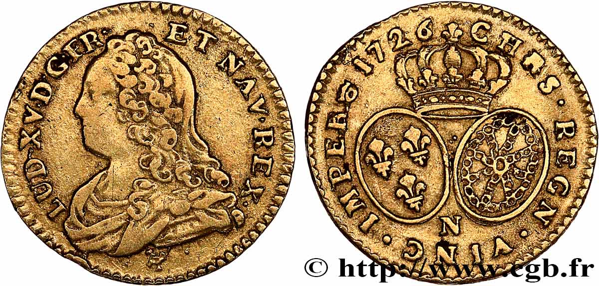 LOUIS XV DIT LE BIEN AIMÉ Demi-louis d or aux écus ovales, buste habillé 1726 Montpellier TTB/TTB+