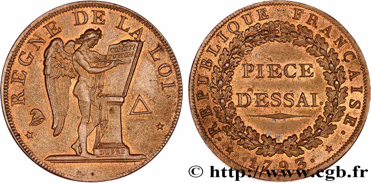 LA CONVENTION Essai pour le type conventionnel, module de 31 mm 1793 Paris TTB+