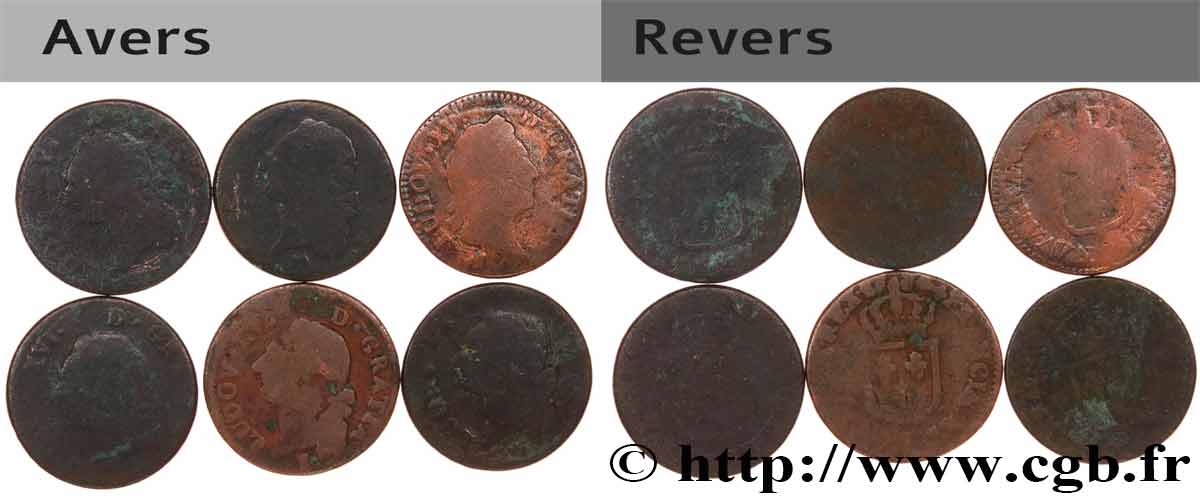 LOUIS XVI Sols dits  à l écu , lot de 6 ex. n.d. Ateliers divers lot
