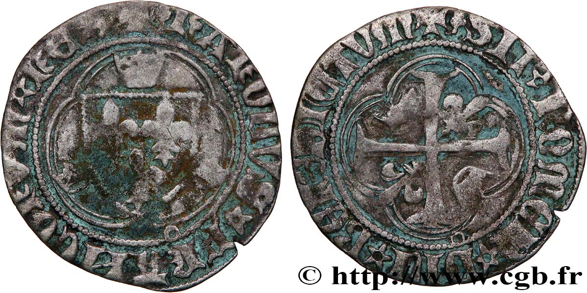 CHARLES VII LE VICTORIEUX Blanc à la couronne n.d. La Rochelle TTB