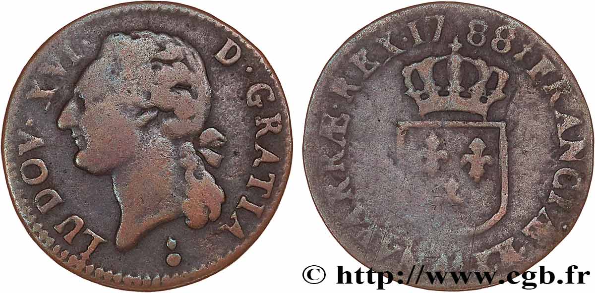 LOUIS XVI Demi-sol dit  à l écu  1788 Metz TB+