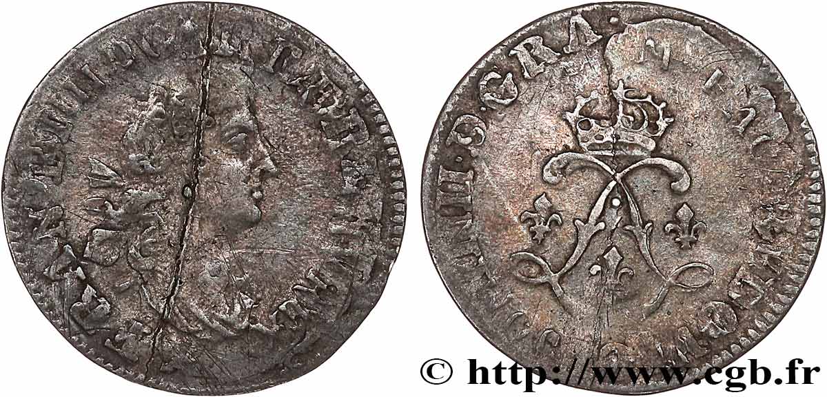 LOUIS XIV LE GRAND OU LE ROI SOLEIL Quatre sols aux deux L n.d. Atelier indéterminé TB