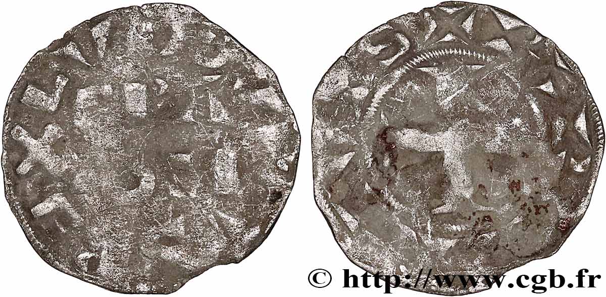 LOUIS VII THE YOUNG Denier parisis, 3e type n.d. Paris VF