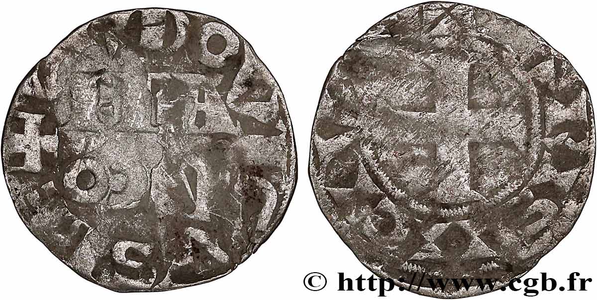 LUIS VII  THE YOUNG  Denier parisis, 3e type n.d. Paris BC+