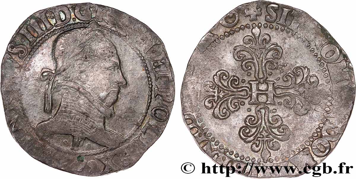 HENRI III Franc au col plat 1579 Angers TTB