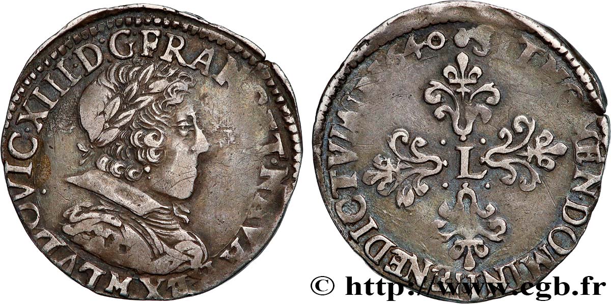 LOUIS XIII  Demi-franc, 10e type 1640 Toulouse MBC+