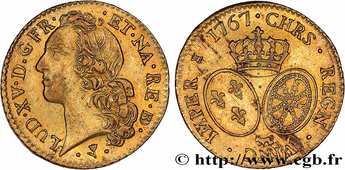 LOUIS XV DIT LE BIEN AIMÉ Louis d’or aux écus ovales, tête ceinte d’un bandeau 1767 Pau SUP