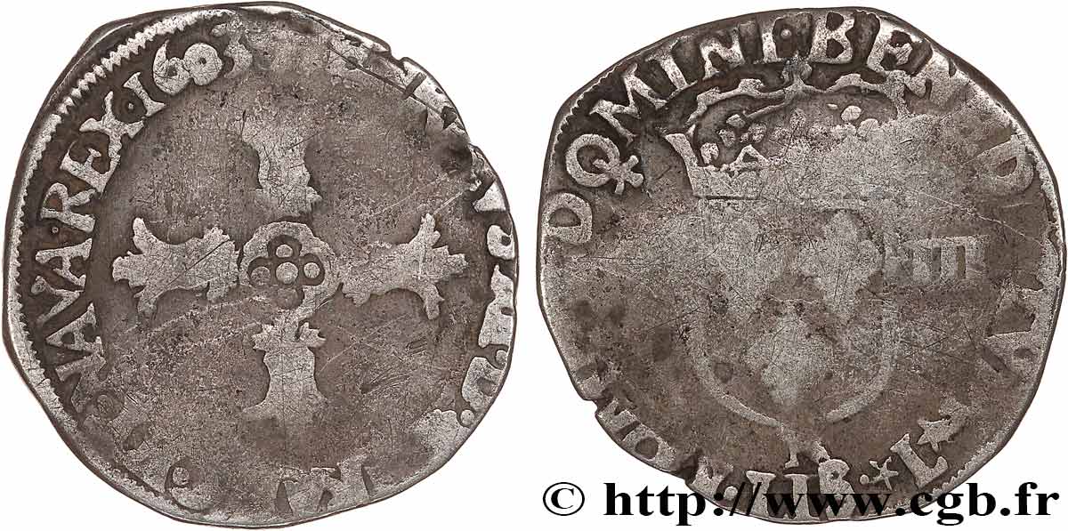 HENRY IV Huitième d écu, croix feuillue de face 1603 Montpellier VF