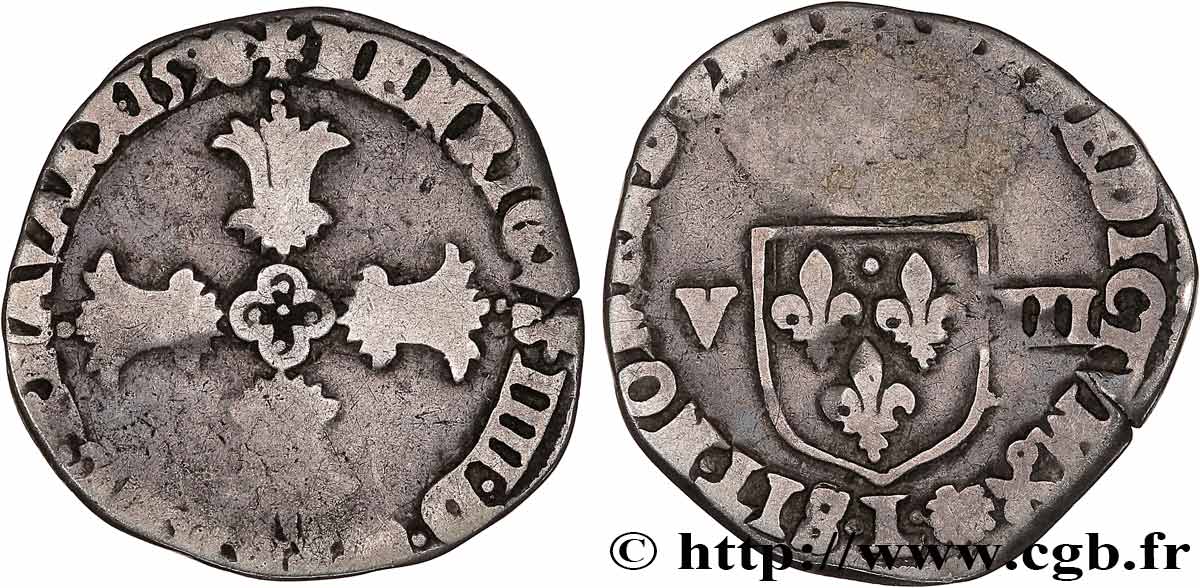 HENRY IV Huitième d écu, croix feuillue de face 1598 Bayonne S