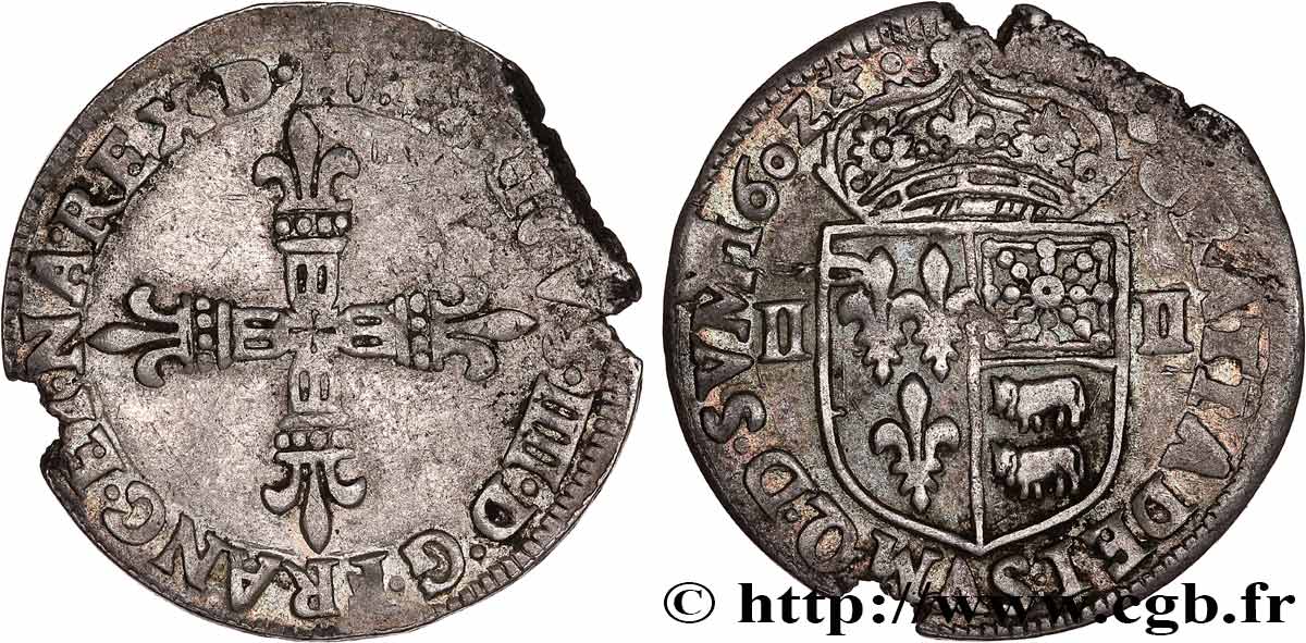HENRY IV Quart d écu de Béarn 1602 Pau BB