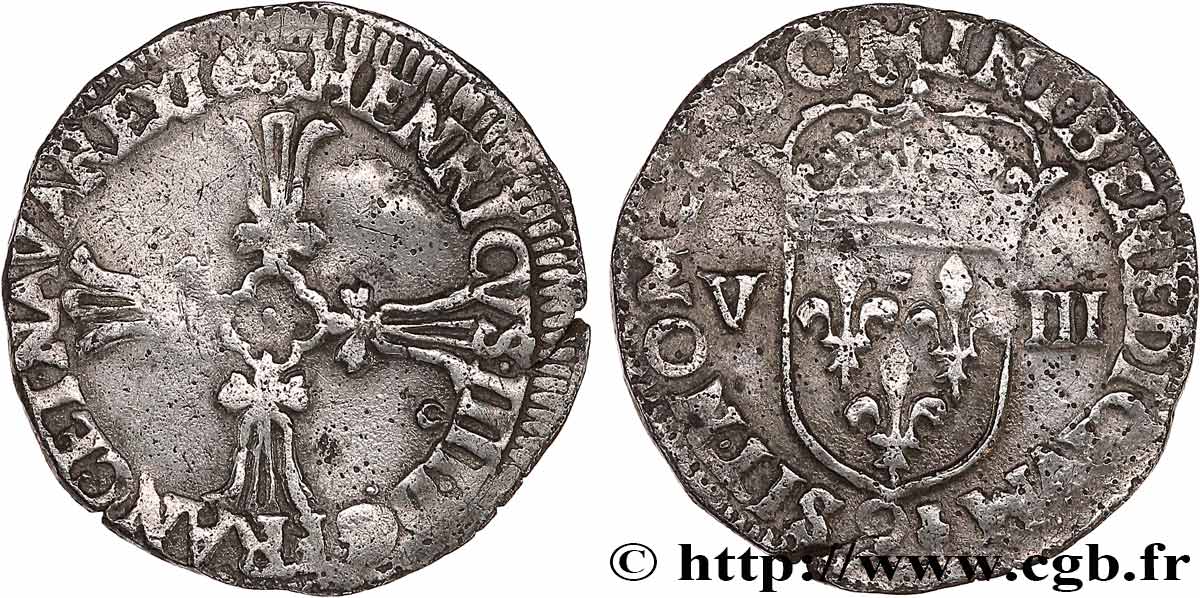 HENRY IV Huitième d écu, croix feuillue de face 1603 Rennes SS