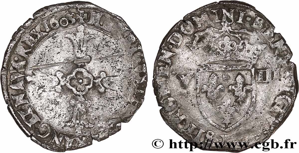 HENRY IV Huitième d écu, croix feuillue de face 1603 Angers BC+