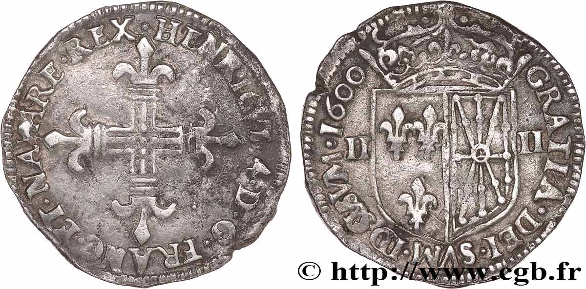 HENRI IV LE GRAND Quart d écu de Navarre 1600 Saint-Palais TTB