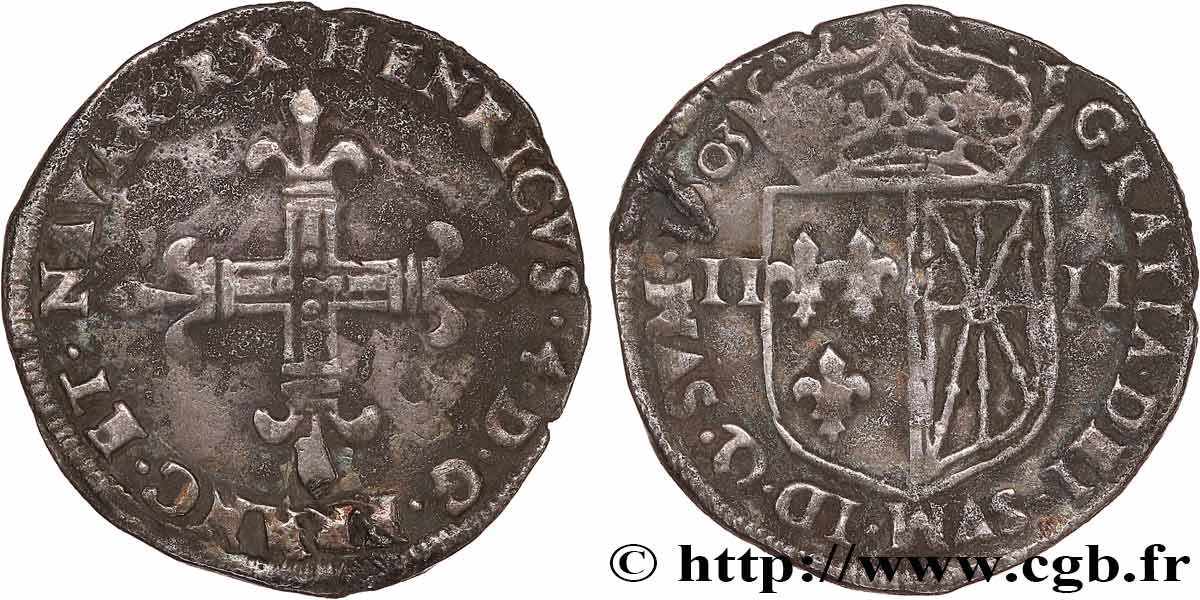 HENRI IV LE GRAND Quart d écu de Navarre 1603 Saint-Palais TTB