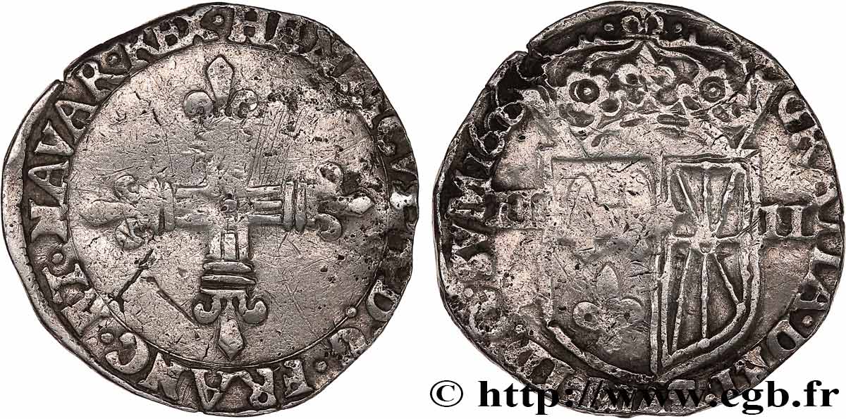 HENRY IV Quart d écu de Navarre 1606 Saint-Palais BC+