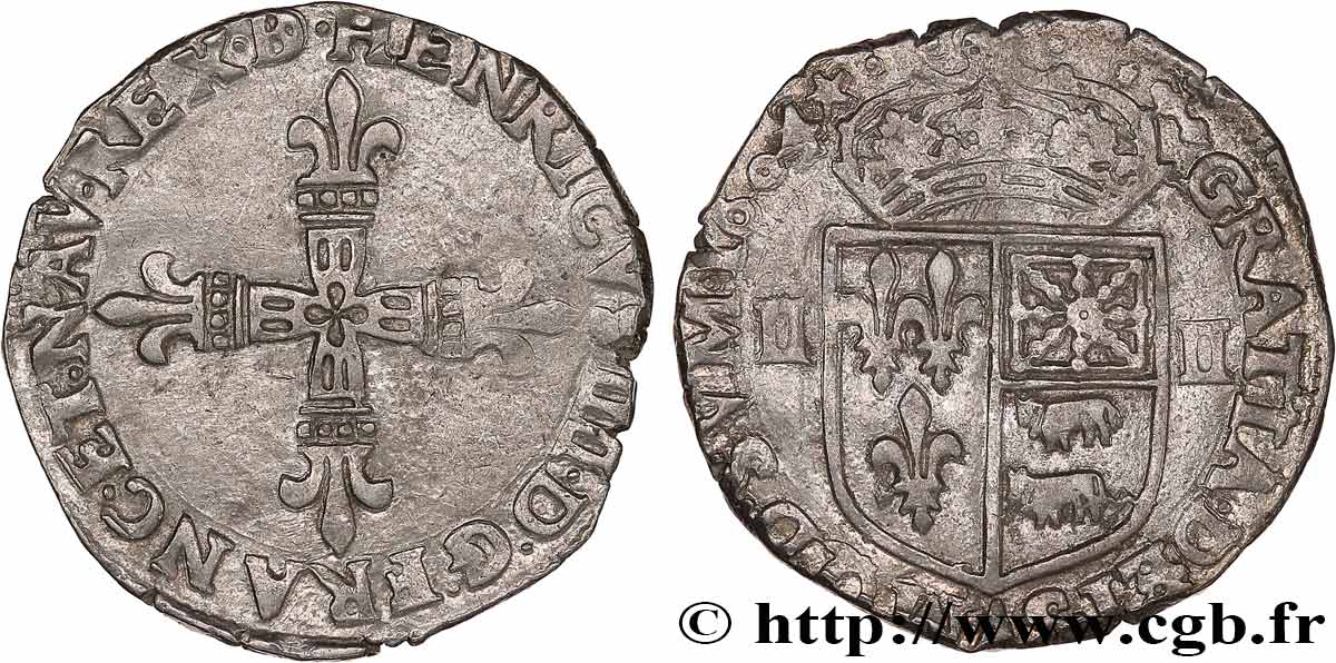 HENRI IV LE GRAND Quart d écu de Béarn 1604 Morlaàs TTB