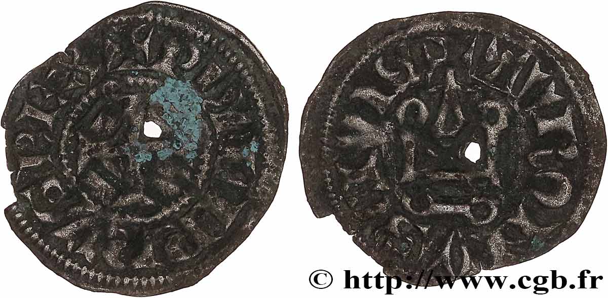 PHILIPPE III LE HARDI ET PHILIPPE IV LE BEL - MONNAYAGE COMMUN (à partir de 1280) Obole tournois à l&nbsp;O rond n.d. s.l. TTB