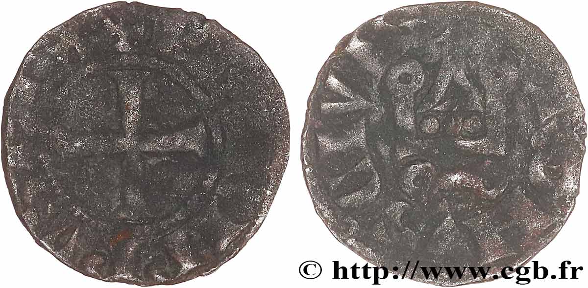 PHILIPPE III LE HARDI ET PHILIPPE IV LE BEL - MONNAYAGE COMMUN (à partir de 1280) Obole tournois à l O rond n.d. s.l. TB