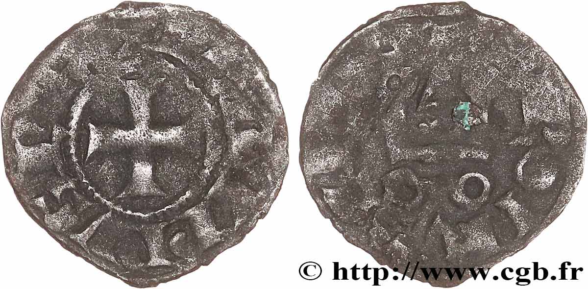 FILIPPO III  THE BOLD  AND FILIPPO IV  THE FAIR  Obole tournois à l O rond n.d. s.l. q.BB