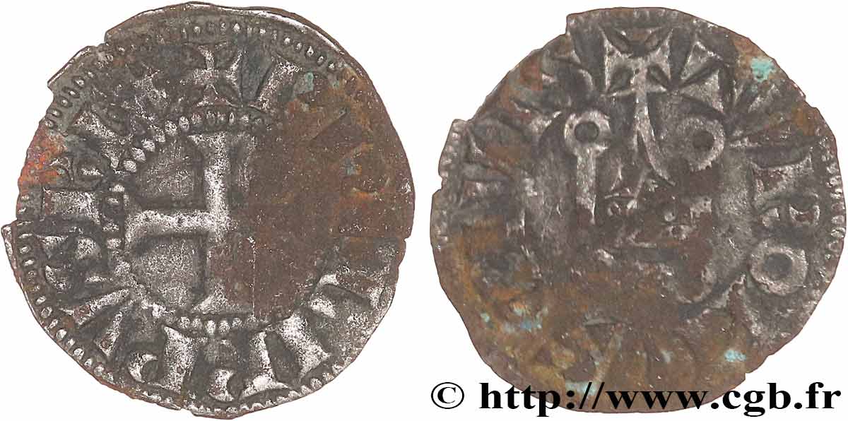 PHILIP III  THE BOLD  AND PHILIP IV  THE FAIR  Obole tournois à l O rond n.d. s.l. XF