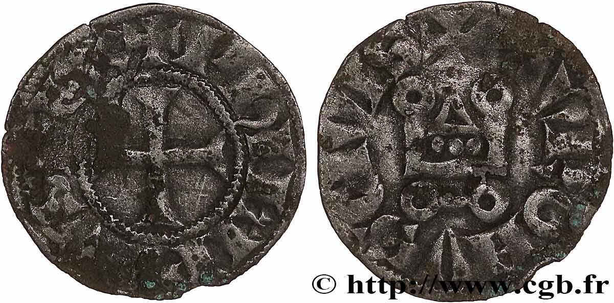 PHILIPPE III LE HARDI ET PHILIPPE IV LE BEL - MONNAYAGE COMMUN (à partir de 1280) Obole tournois à l&nbsp;O rond n.d. s.l. TTB