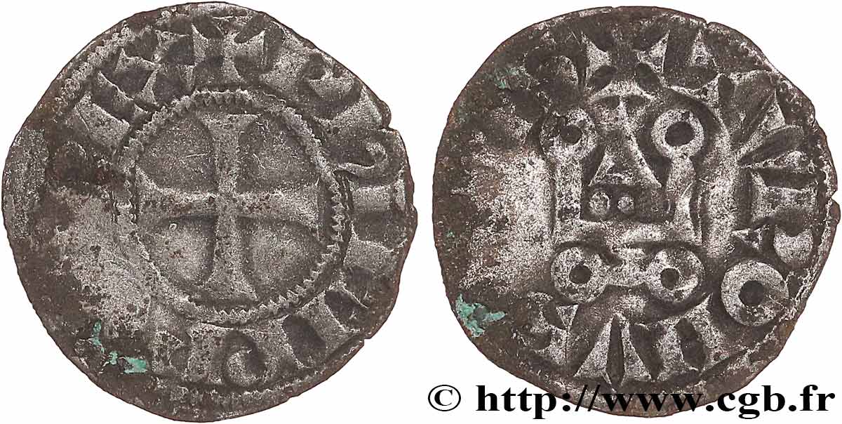 PHILIP III  THE BOLD  AND PHILIP IV  THE FAIR  Obole tournois à l O rond n.d. s.l. XF