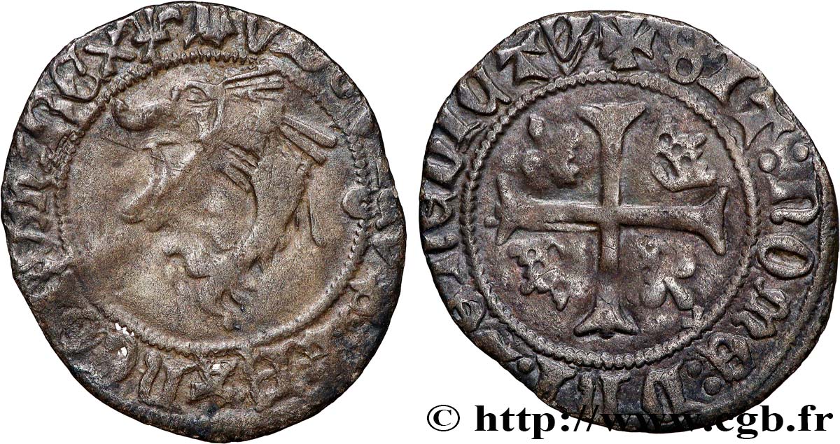 LOUIS XI LE PRUDENT Liard au dauphin n.d. Angers TB/TB+