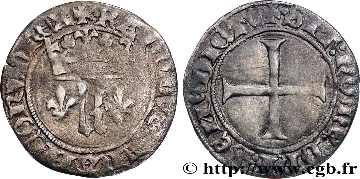 CHARLES VII LE VICTORIEUX Blanc au K ou des  gens d armes  n.d. Poitiers TB+